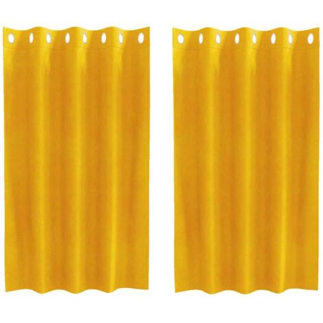 Curtains with Curtains 2 pcs Mustard yellow 140 x 140 cm Velvet vidaXL