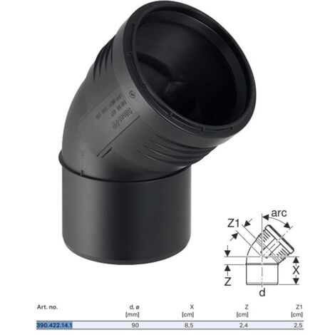 Curva 45° ad innesto in pp con guarnizione serie silent ø90 GEBERIT