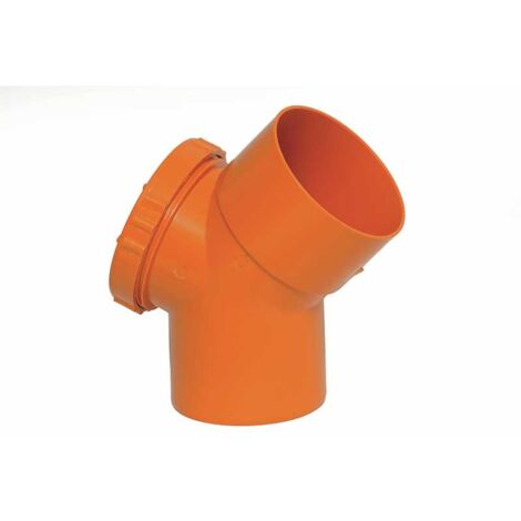 Curva 45° con tappo per ispezione in pvc : Colore - Arancio, Diametro - 100 (con tappo Ø100)