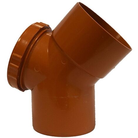 Curva 45° con tappo per ispezione in pvc : Colore - Ral 8023, Diametro - 100 (con tappo Ø100)