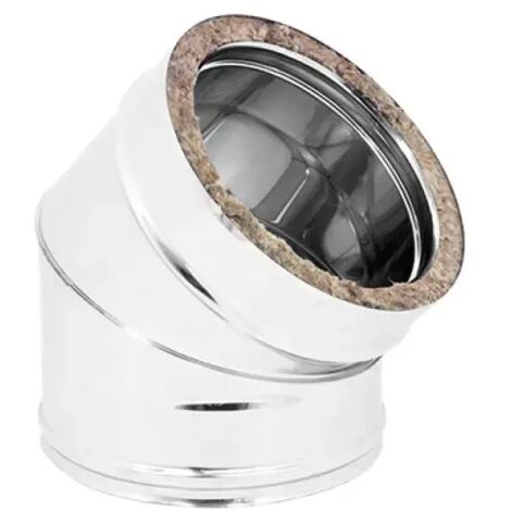 Curva 45° doppia parete acciaio inox aisi 316 parte interna aisi 304 parte esterna ø250 interno - ø300 esterno - sp. 0,5 mm EUROPROFIL