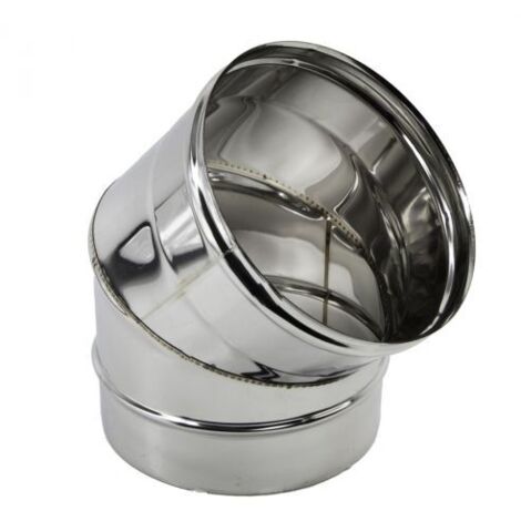CURVA 45 GRADI IN ACCIAIO INOX AISI 304 PER CANNA FUMARIA STUFA A PELLET 300 mm