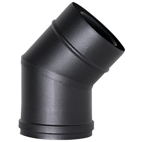 Curva de 45° tubo de chimenea coaxial negro D. 80/130 CE en acero 316 para estufa de pellets Made in Italy UNI 1856/2