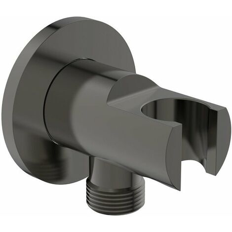Curva di collegamento a parete IDEALRAIN con supporto doccia tondo magnetico grigio IDEAL STANDARD