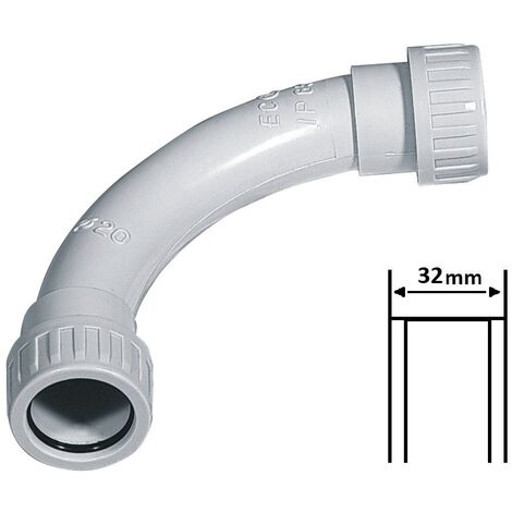 Curva di raccordo 90° per tubo rigido tenuta stagna Ø 16 20 25 32 mm IP65 in PVC grigio impermeabile  32 mm