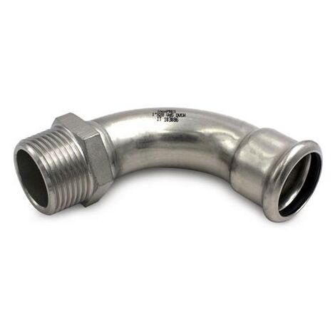 Curva filettata 90° filetto M ø35 x 1"M Inox 316L a pressare 186100035
