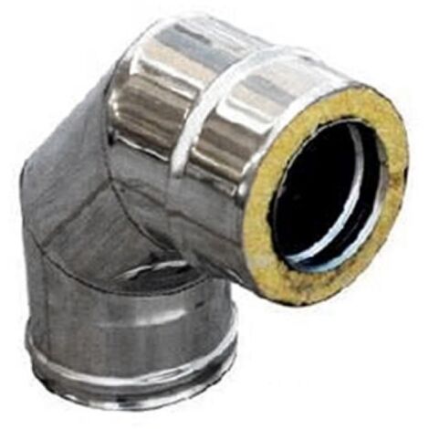 CURVA IN ACCIAIO INOX 316L A 90° DOPPIA PARETE D. Int. 100 - D. Est. 150