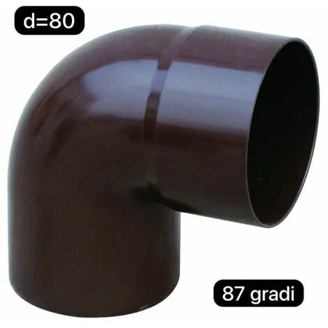 FIRST PLAST Curva in p.v.c per tubo pluviale testa di moro dm 80 87 gradi
