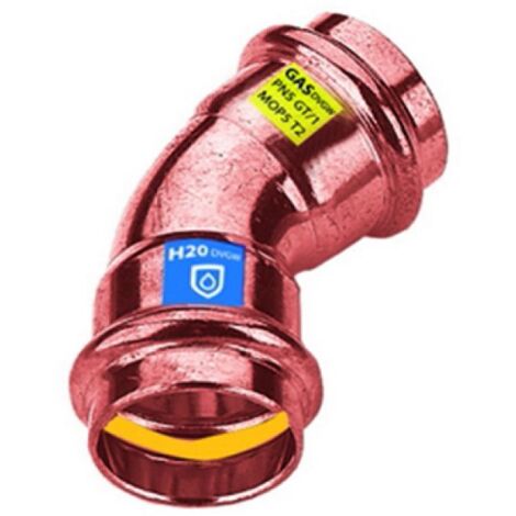 CURVA IN RAME A PRESSARE  45° FF ACQUA/GAS Diam. 22