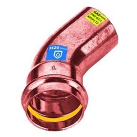 CURVA IN RAME A PRESSARE  45° MF ACQUA/GAS Diam. 22 FRABO