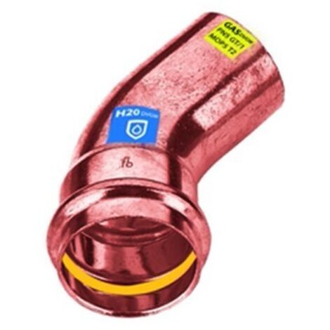 CURVA IN RAME A PRESSARE 45° MF ACQUA/GAS Diam. 35