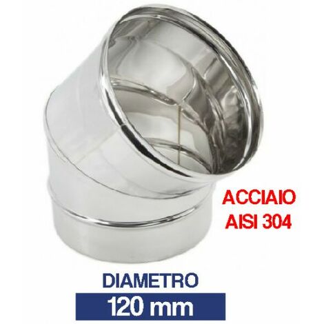 CURVA INOX APERTA GOMITO 45° PER CANNA FUMARIA TUBI STUFA PELLET CAMINO 24428V 120 (10078)