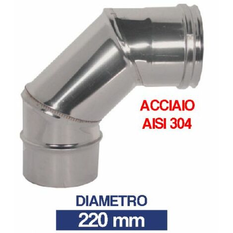 CURVA INOX CHIUSA GOMITO 90° PER CANNA FUMARIA TUBI STUFA PELLET CAMINO (24429V) 220 (23503)