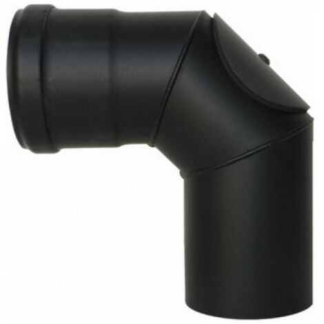 CURVA ISPEZIONABILE CON PORTELLO PELLET SMALTATO Diam. 80
