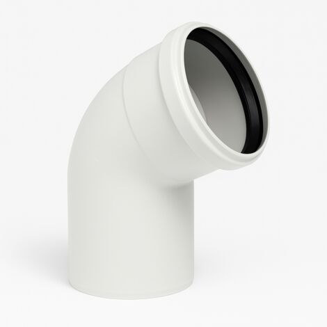 Curva m/f 45° Ø60 per canali fumo a condensazione in pp bianco con guarnizione epdm premontata flue pabcq 45 d60