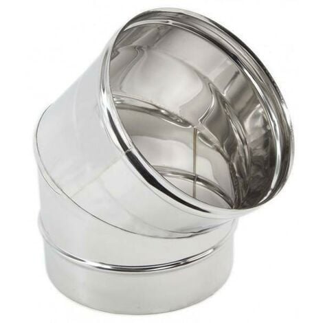 CURVA PER STUFA IN ACCIAIO INOX 304 A 45 DA 130 MM