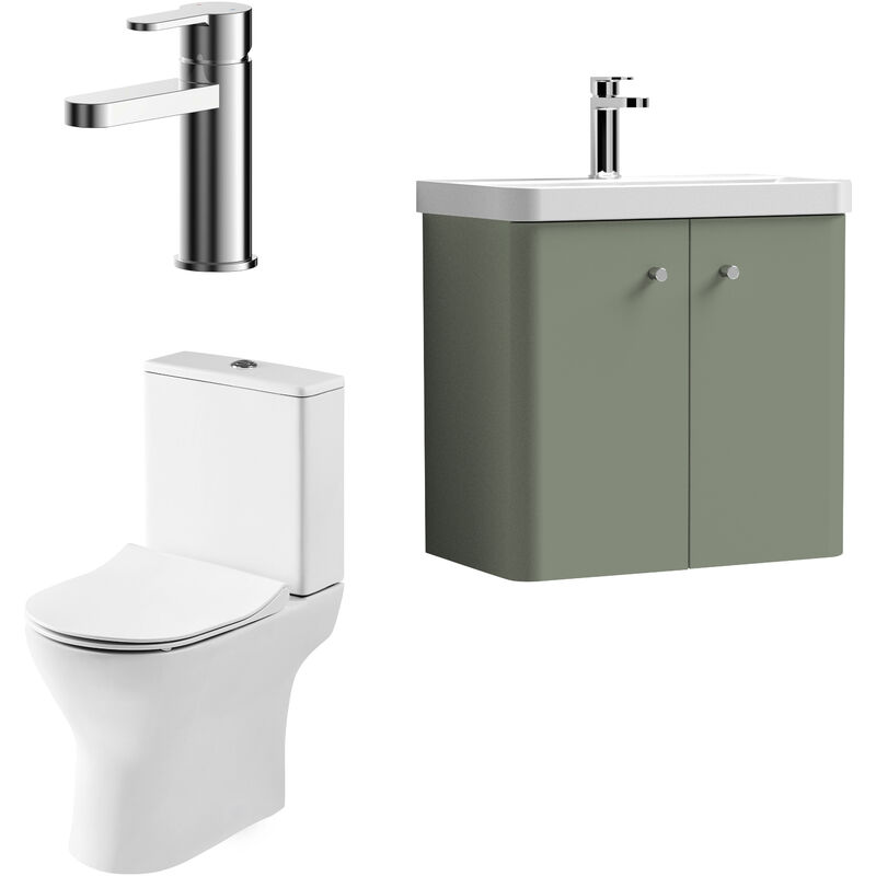 Balterley - Cloakroom Suite - Wall Hung 600mm Vanity, Toilet and Tap Set - Green