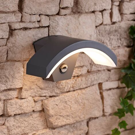 main image of "Curve Halo Modern IP54 LED Outdoor Security Wall Mounted Light with PIR Sensor"