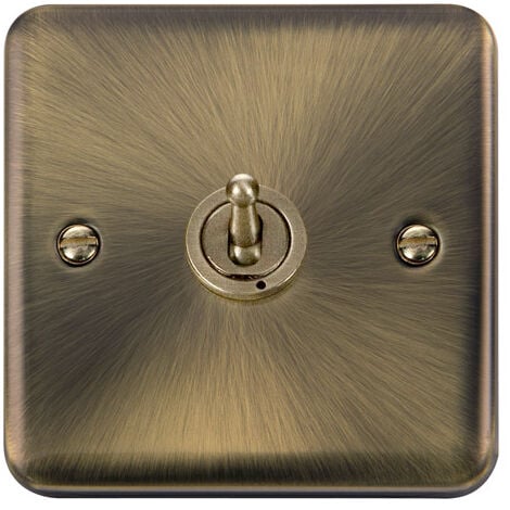 Curved Antique Brass 1 Gang 2 Way 10AX Toggle Light Switch - SE Home