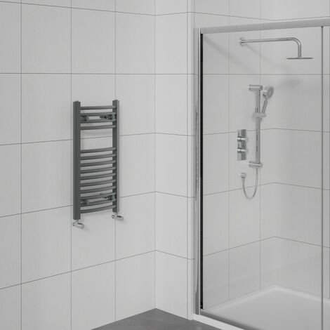 Curved Heated Towel Warmer Bathroom Radiator Anthracite 700x400mm