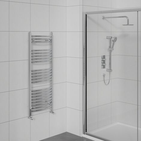 Curved Heated Towel Warmer Bathroom Radiator Chrome 1150x500mm