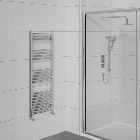 Curved Heated Towel Warmer Bathroom Radiator Chrome 1200x500mm