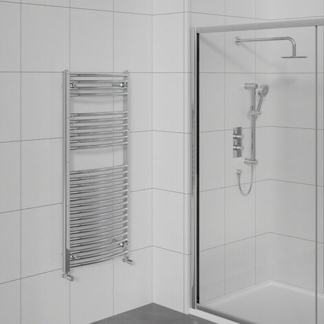 Curved Heated Towel Warmer Bathroom Radiator Chrome 1200x600mm