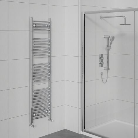 Curved Heated Towel Warmer Bathroom Radiator Chrome 1500x450mm