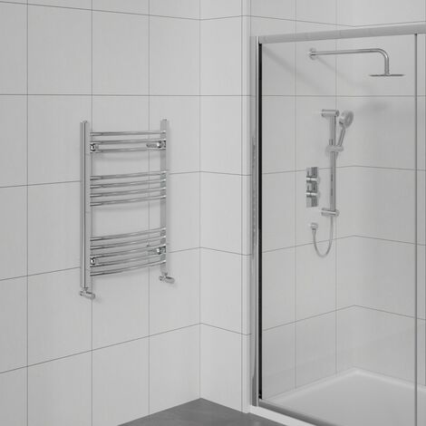 Curved Heated Towel Warmer Bathroom Radiator Chrome 750x600mm