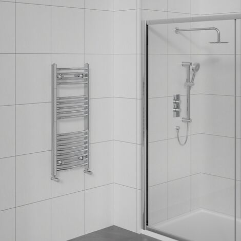 Curved Heated Towel Warmer Bathroom Radiator Chrome 900x450mm