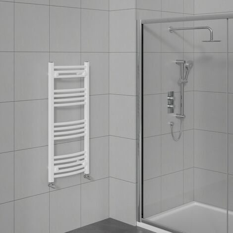 Curved Heated Towel Warmer Bathroom Radiator White 1000x500mm