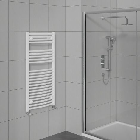 Curved Heated Towel Warmer Bathroom Radiator White 1100x600mm