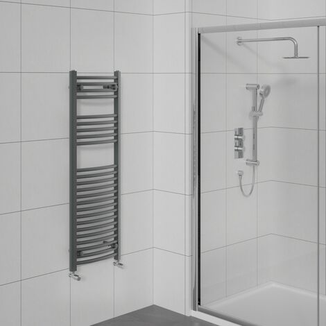 Curved Heated Towel Warmer Bathroom Rail Anthracite 1200x450mm