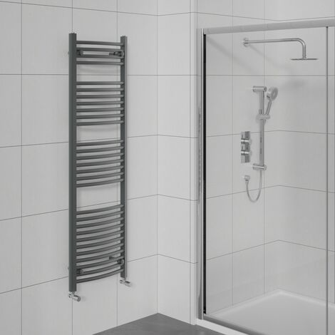 Curved Heated Towel Warmer Bathroom Rail Anthracite 1500x500mm