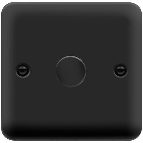 Curved Matt Black 1 Gang 2 Way LED 100W Trailing Edge Dimmer Light Switch - SE Home