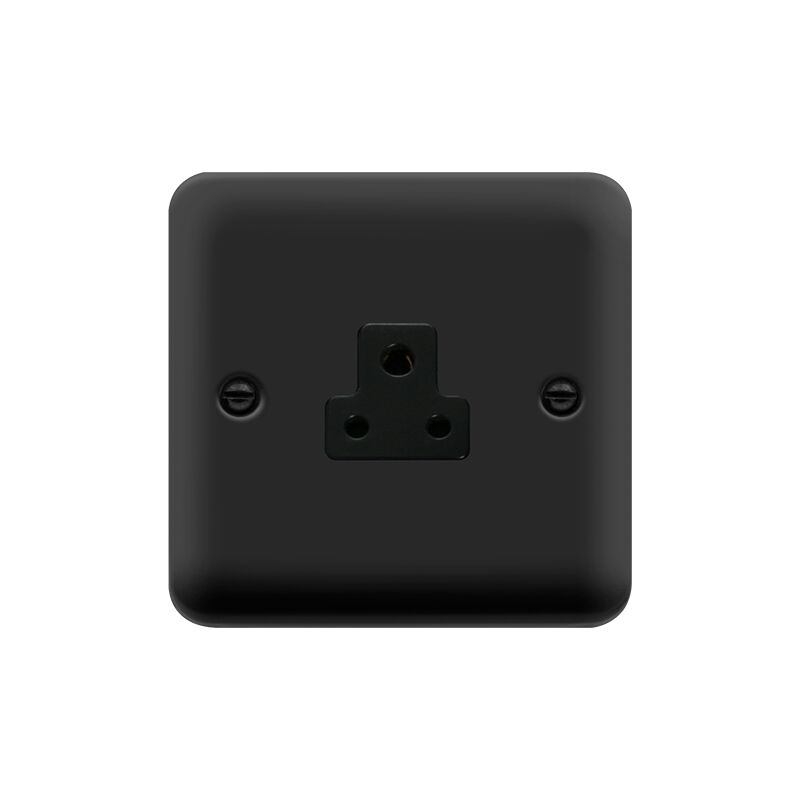 Se Home - Curved Matt Black 1 Gang 2A Round Pin Socket - Black Trim