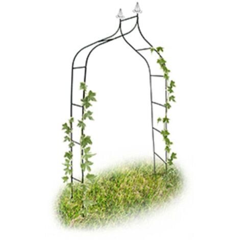 Curved metal rose arch with pointed top