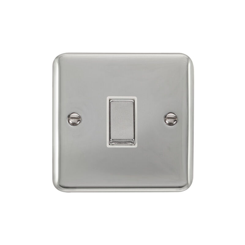 Se Home - Curved Polished Chrome 10A 1 Gang 2 Way Ingot Light Switch - White Trim