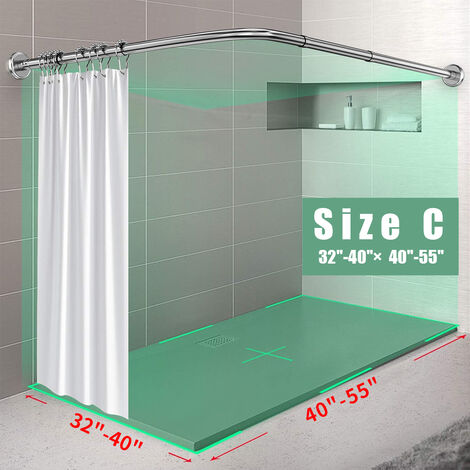 Curved Shower Curtain Rod Stainless Steel Adjustable Home Bathroom Bars Rail Rod(Only Rod)
