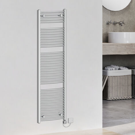 Curved Thermostatic Electric Heated Towel Warmer Chrome 1800x500