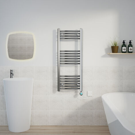 Curved Towel Rail Thermostatic Timer Chrome 1000x400mm 400W