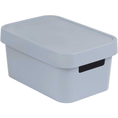 CURVER 04746-099-00 INFINITY BOÎTE À RANGEMENT AVEC COUVERCLE PLASTIQUE GRIS CLAIR 26,8 X 18,6 X 12,4 CM 4,5 L