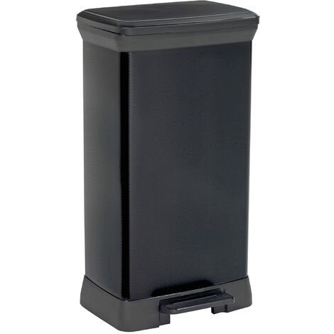 Curver 187178, Pattumiera a pedale, aspetto in metallo, in metallo, 50 L, colore: Nero