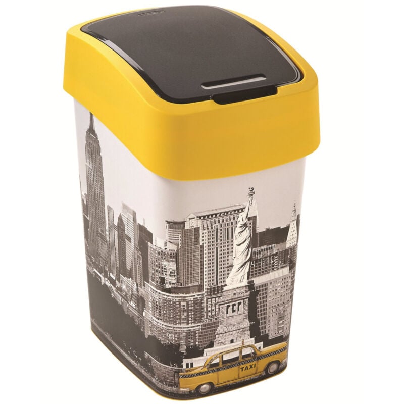 Curver 2045259 Flip Bin Poubelle Décoration New York Plastique Multicolore 25 L 209996