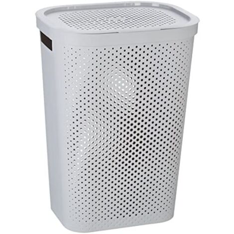 Curver 231008 - Panier à linge Infinity, 59 L, avec poignées, couleur gris et pois