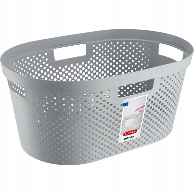 Curver - 231009 Infinity Dots Panier à Linge Plastique Gris 59 x 38 x 27 cm