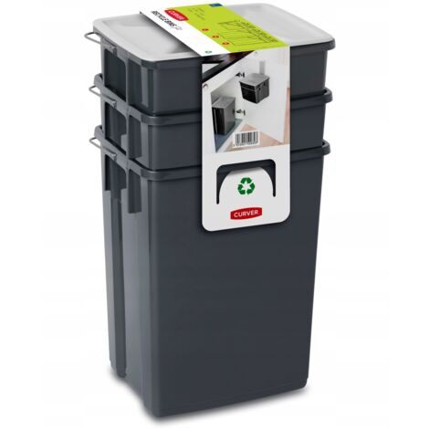 Curver Abfallsortierbehälter 2 x 10L + 6L, schwarz