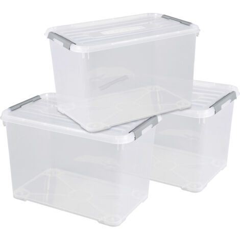 Curver Aufbewahrungsbox mit Deckel 3 Stk. 65 L Transparent 240682