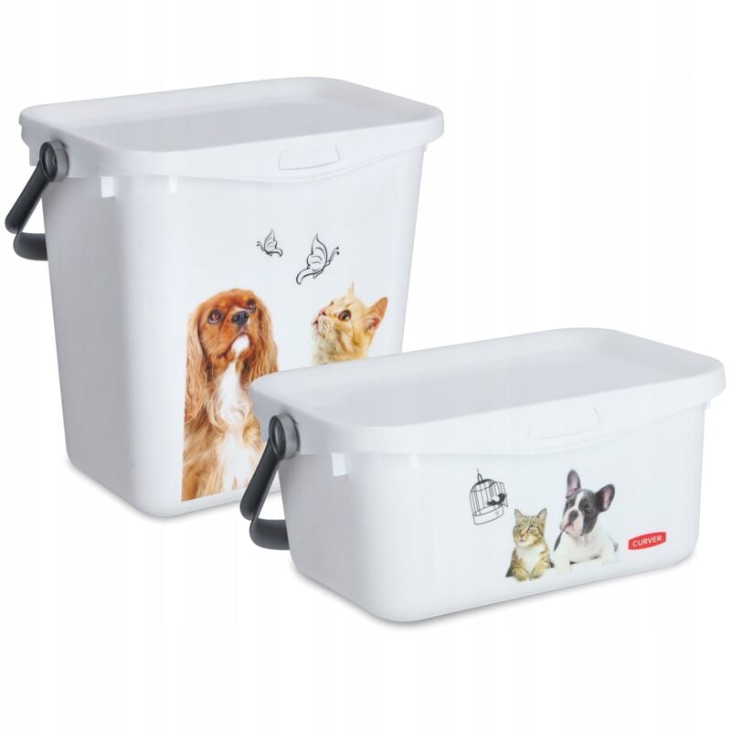 Curver Boîte à Friandises et aliments pour Animaux Conteneur à croquette 3L Chien&Chat - 25,7 x 17,7 x 11,3 cm - Blanc