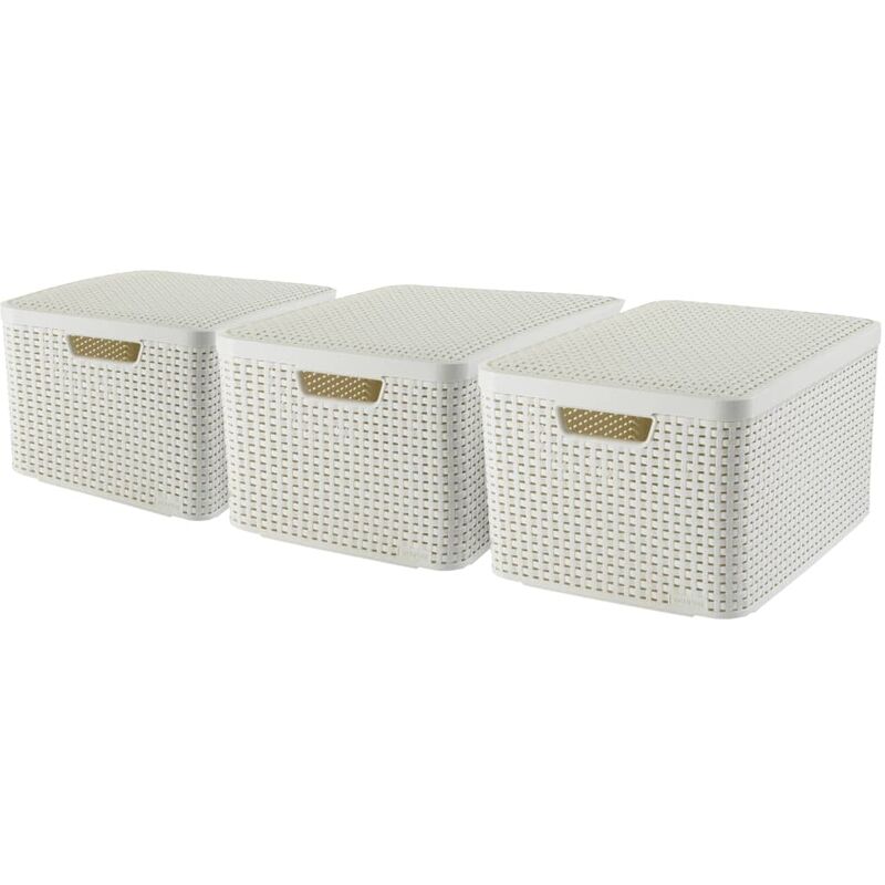 

Caja de almacenaje con tapa Style 3 uds L blanco 240656 - Blanco - Curver